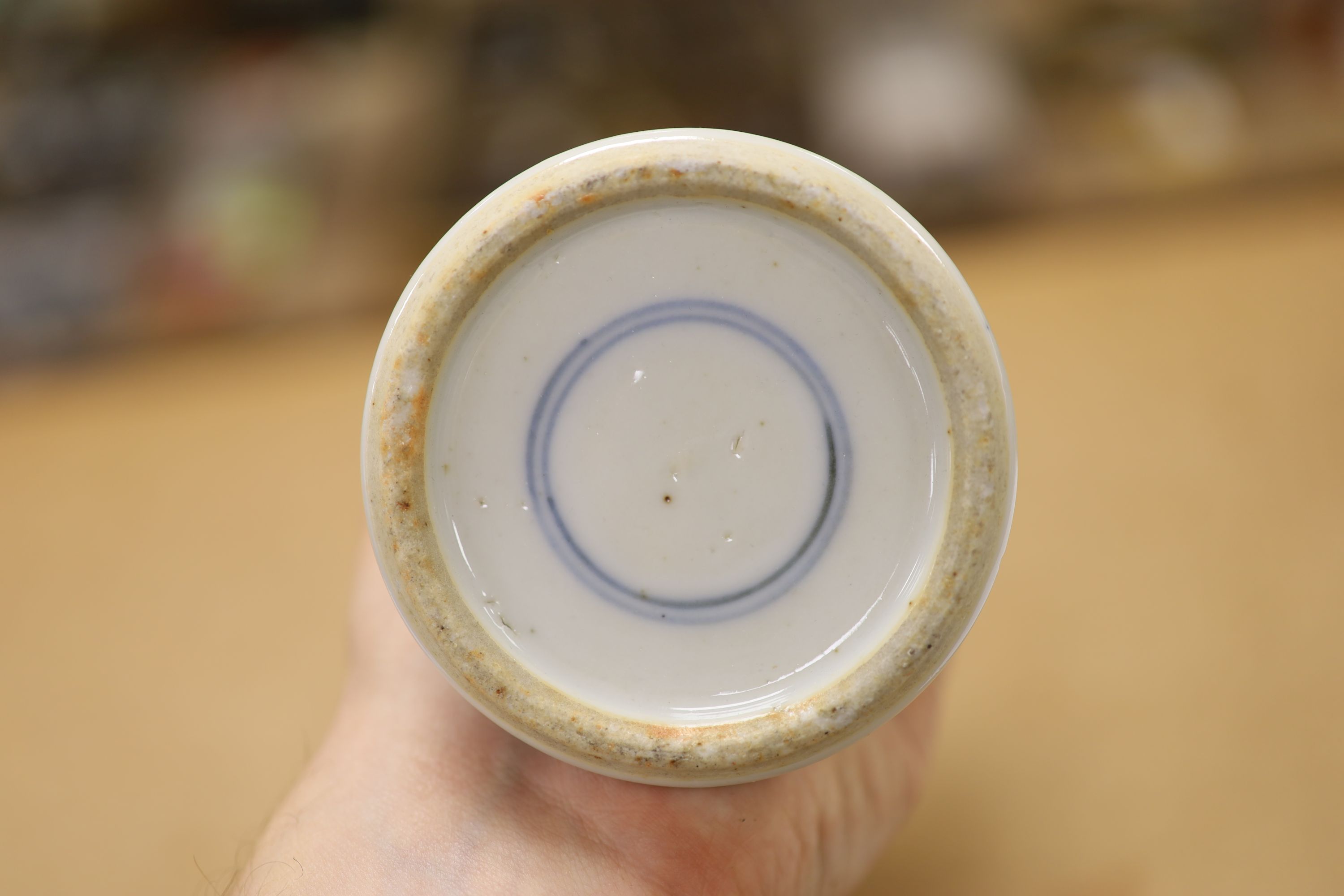 A pair of late 19th century Chinese blue and white prunus vases